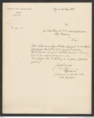 k.k. naturhistorisches Hofmuseum, Intendanzakten 1885-1896 (Hauer), Aktenzahl Z.214/1888, Seite 1